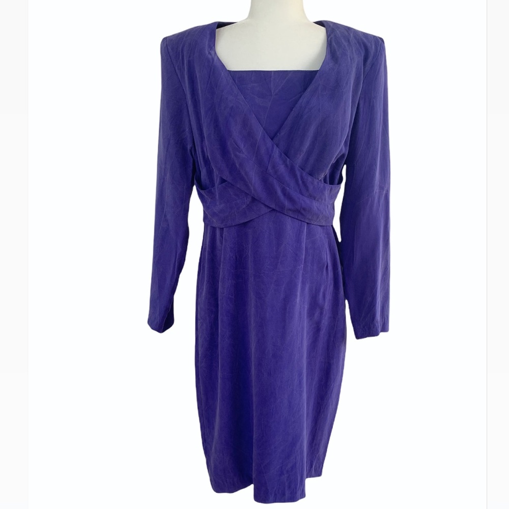 Vintage Phoenix Brand Purple 1980s Long Sleeve Dress